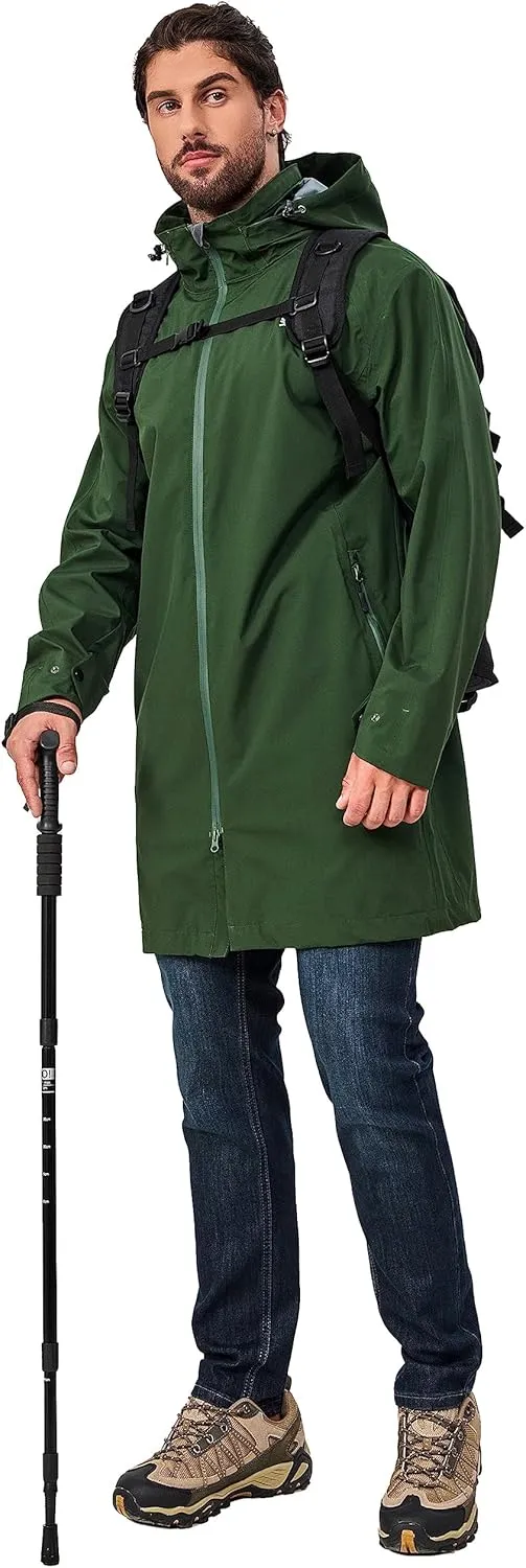 Little Donkey Andy Men's Waterproof Rain Jacket Outdoor Lightweight Mountain Windbreaker Long Coat for Hiking Golf Travel