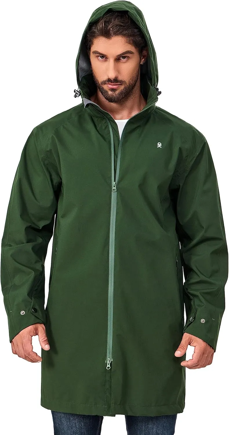Little Donkey Andy Men's Waterproof Rain Jacket Outdoor Lightweight Mountain Windbreaker Long Coat for Hiking Golf Travel