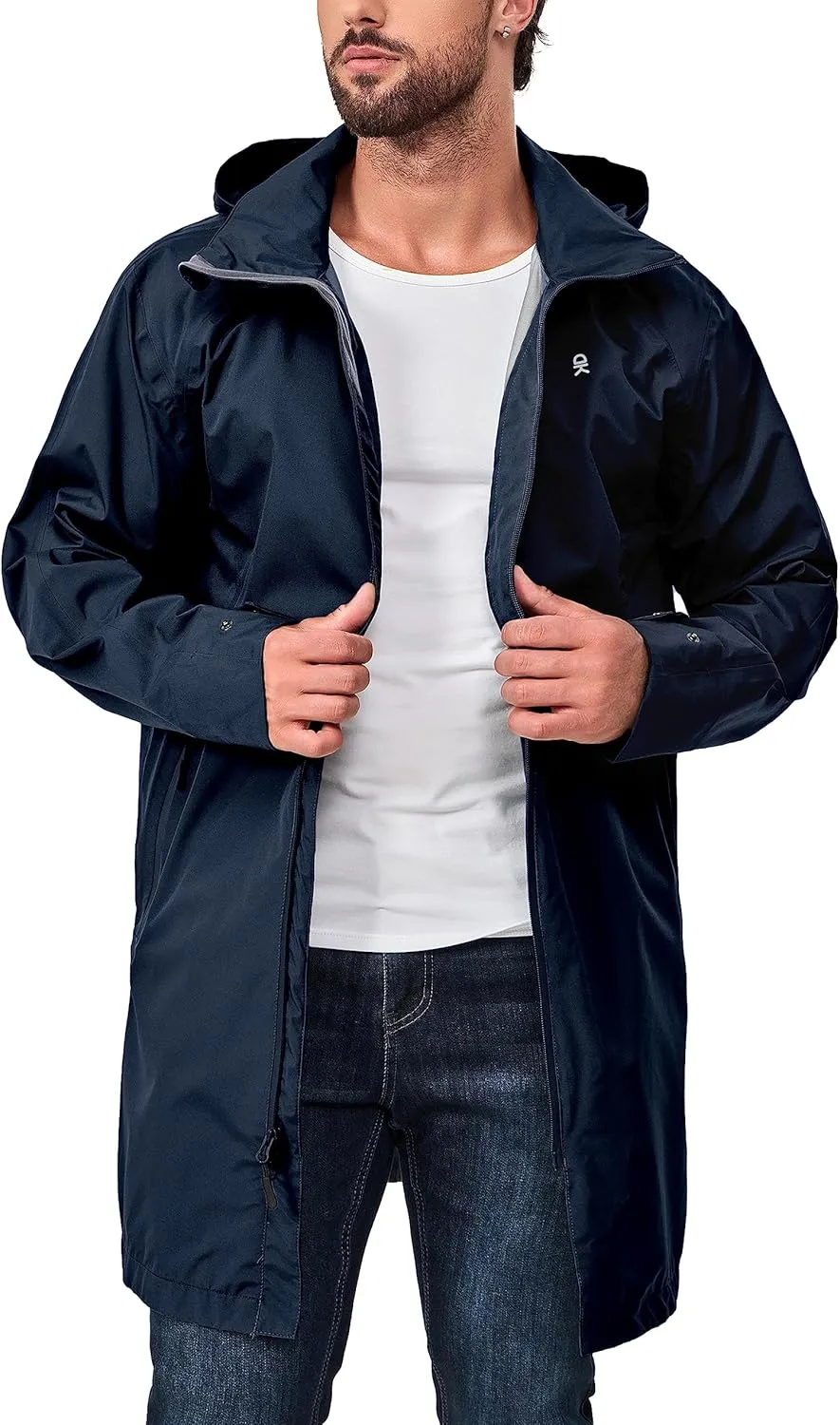 Little Donkey Andy Men's Waterproof Rain Jacket Outdoor Lightweight Mountain Windbreaker Long Coat for Hiking Golf Travel