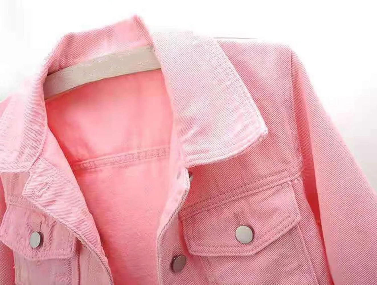 loveimgs Women Casual 3/4 Sleeve Button Down Cropped Denim Jean Jacket Motorcycle Short Jacket