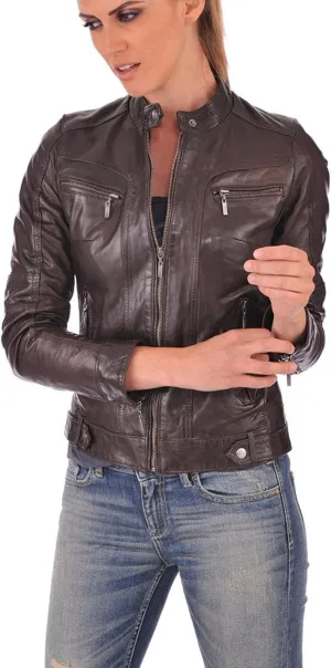 Luis Women Lambskin Leather Jacket Stylish Motorcycle Bomber & Biker Jacket for Women