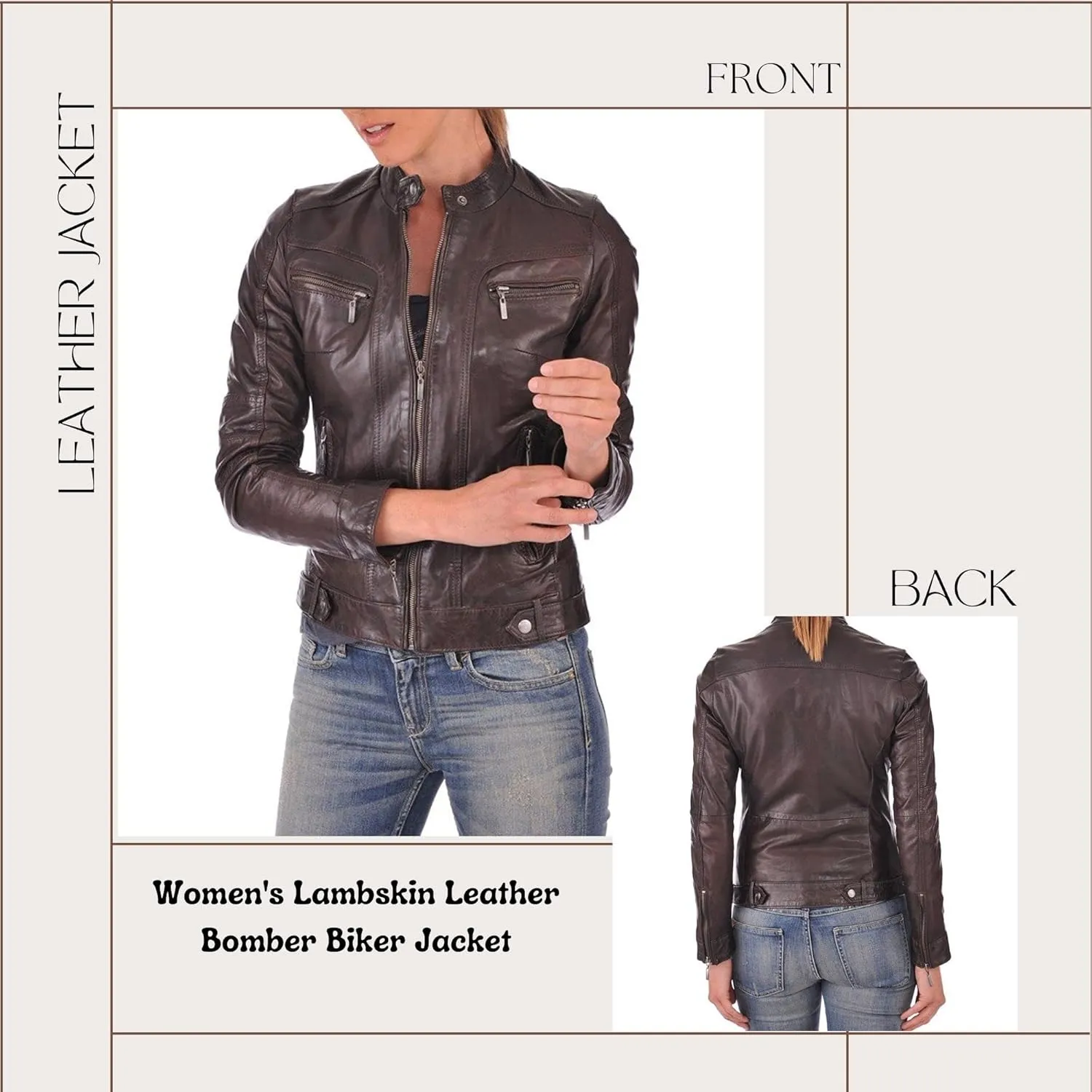Luis Women Lambskin Leather Jacket Stylish Motorcycle Bomber & Biker Jacket for Women