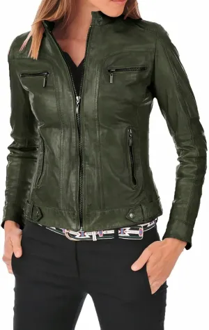Luis Women Lambskin Leather Jacket Stylish Motorcycle Bomber & Biker Jacket for Women