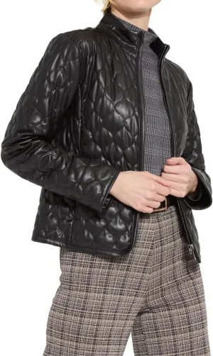 Lyss Brooklyn Vegan Leather Jacket  Faux Leather Jacket for Women, Lightweight & Unlined Womens Quilted Jacket