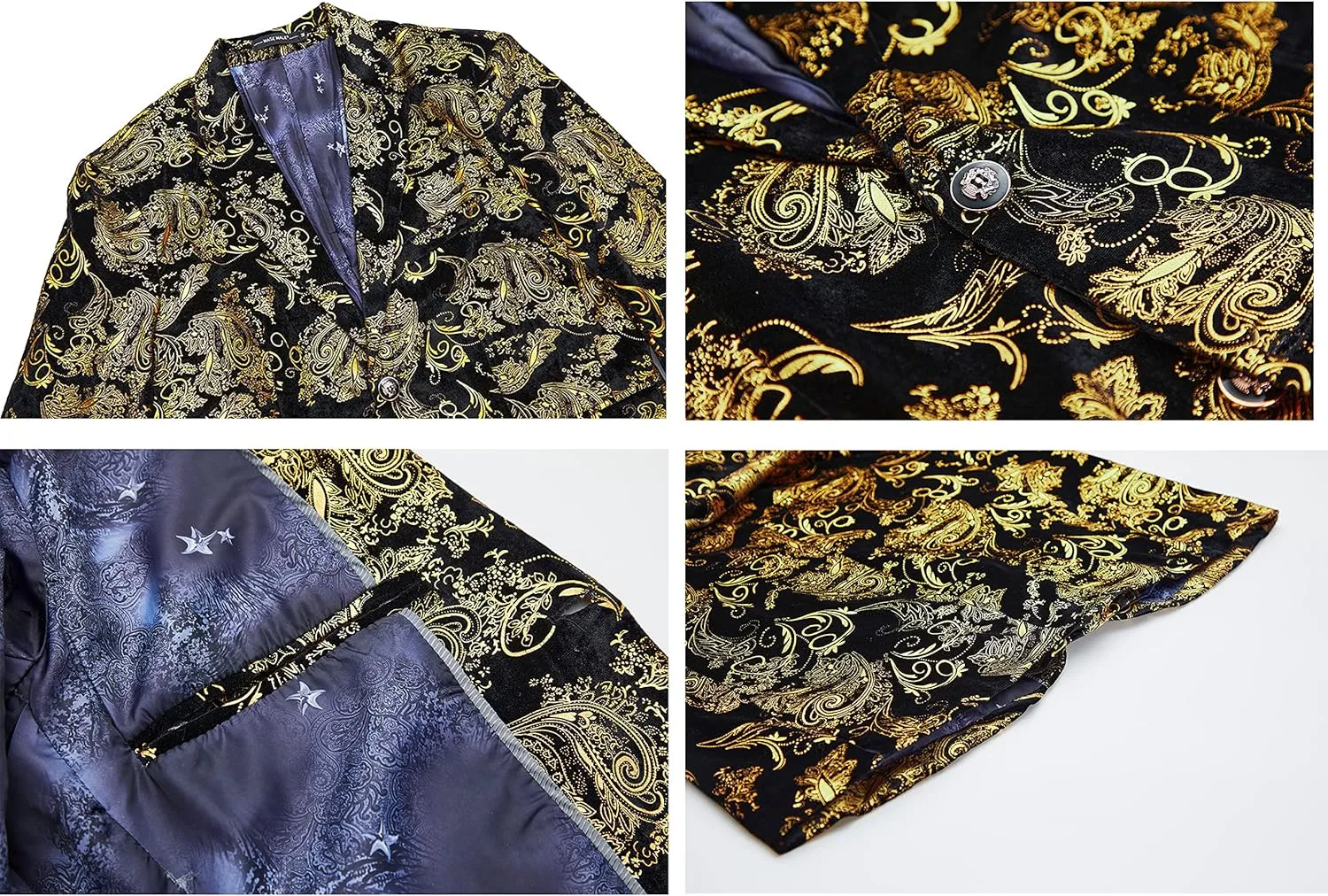 MAGE MALE Men's Dress Party Floral Suit Jacket Notched Lapel Slim Fit Two Button Stylish Blazer