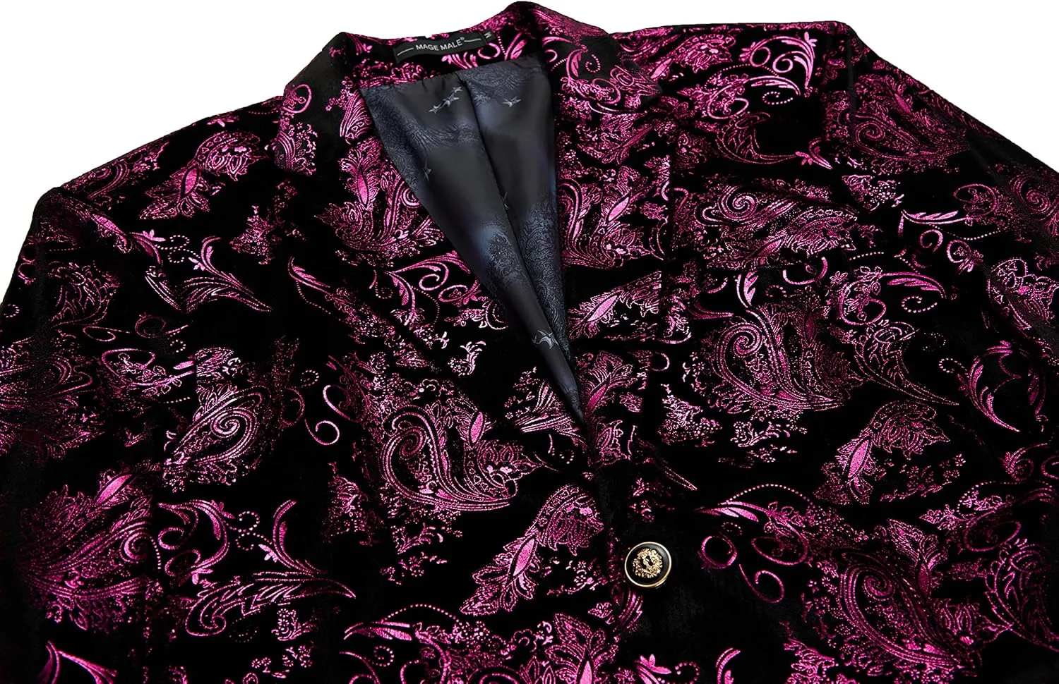 MAGE MALE Men's Dress Party Floral Suit Jacket Notched Lapel Slim Fit Two Button Stylish Blazer