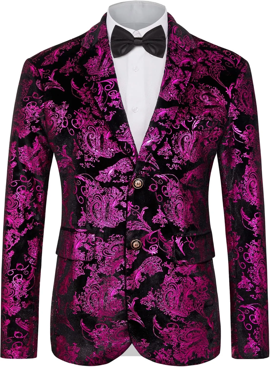 MAGE MALE Men's Dress Party Floral Suit Jacket Notched Lapel Slim Fit Two Button Stylish Blazer