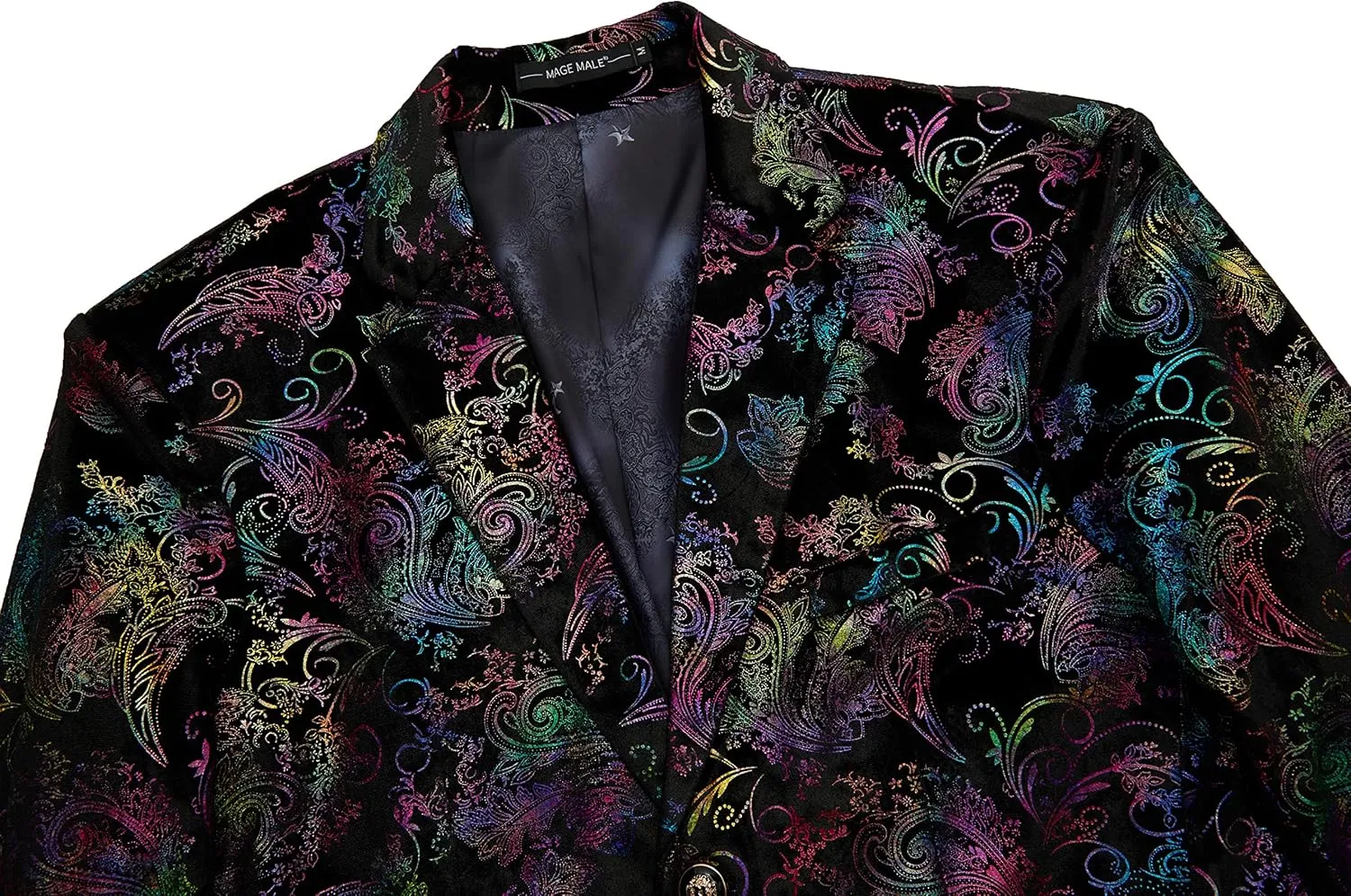 MAGE MALE Men's Dress Party Floral Suit Jacket Notched Lapel Slim Fit Two Button Stylish Blazer