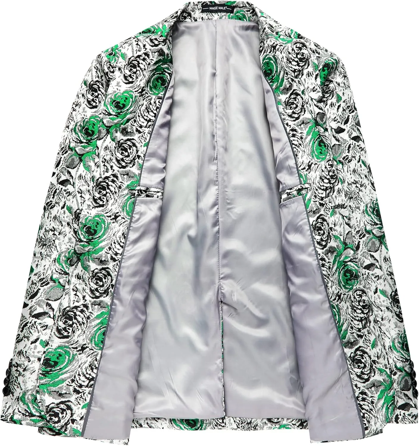 MAGE MALE Men's Floral Blazer Two Button Dress Party Suit Jacket Notched Lapel Slim Fit Stylish Top