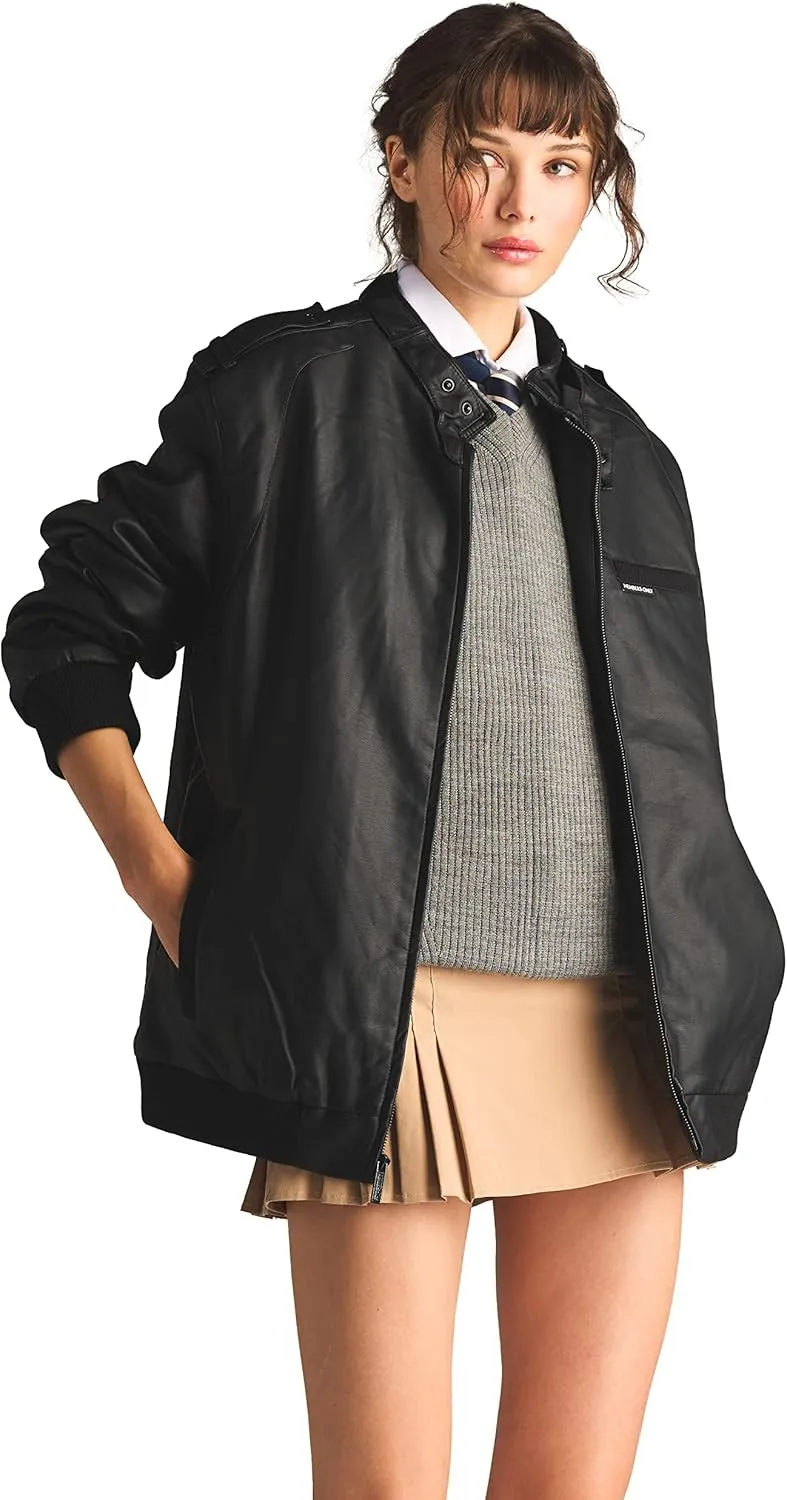 Members Only Women's Faux Leather Iconic Racer Jacket