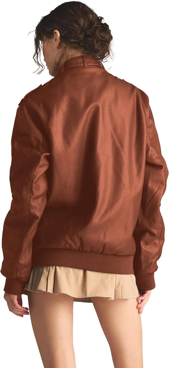 Members Only Women's Faux Leather Iconic Racer Jacket