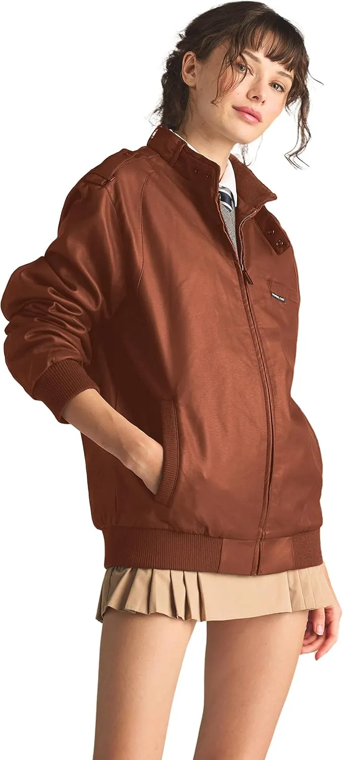 Members Only Women's Faux Leather Iconic Racer Jacket