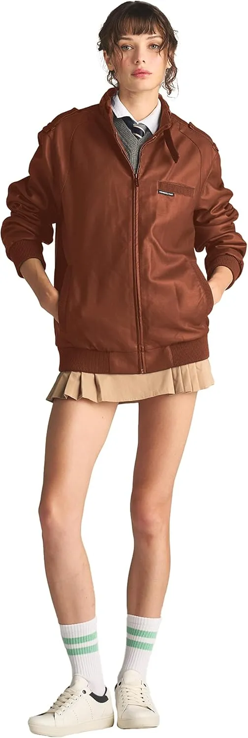 Members Only Women's Faux Leather Iconic Racer Jacket