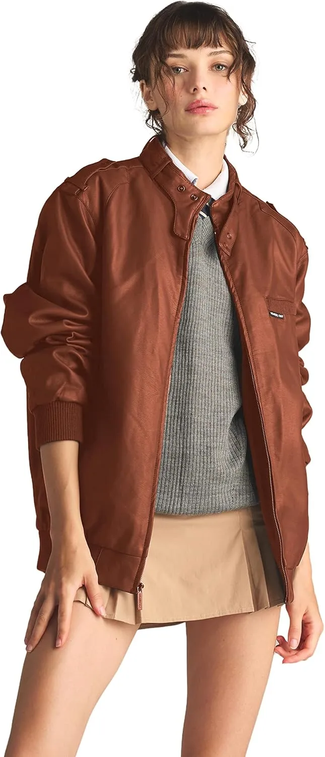 Members Only Women's Faux Leather Iconic Racer Jacket