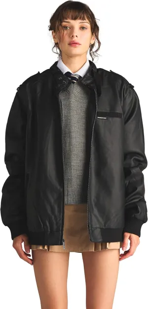 Members Only Women's Faux Leather Iconic Racer Jacket