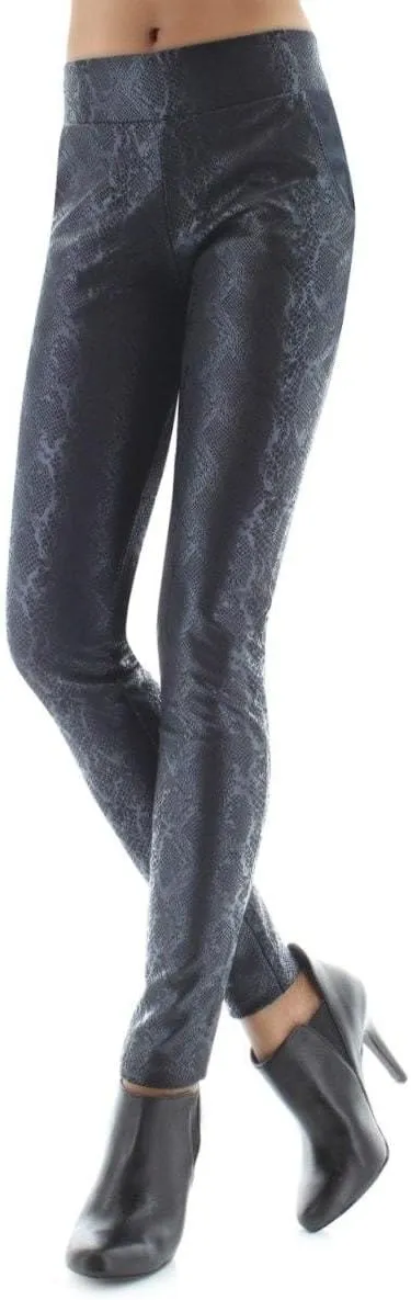 MeMoi Sophisticated Metallic Snakeskin Leggings