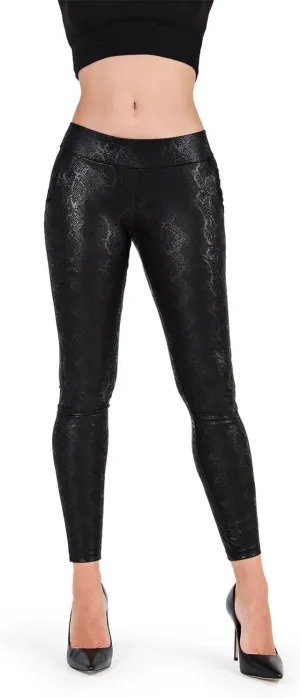 MeMoi Sophisticated Metallic Snakeskin Leggings