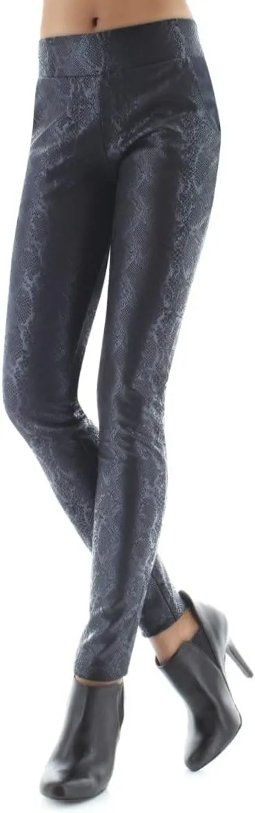 MeMoi Sophisticated Metallic Snakeskin Leggings