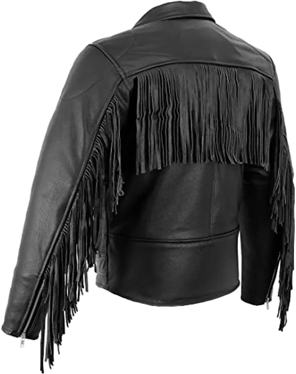 Men Biker Fringe Style Black Motorcycle Jacket | Western Concert Fringed Genuine Leather Jacket