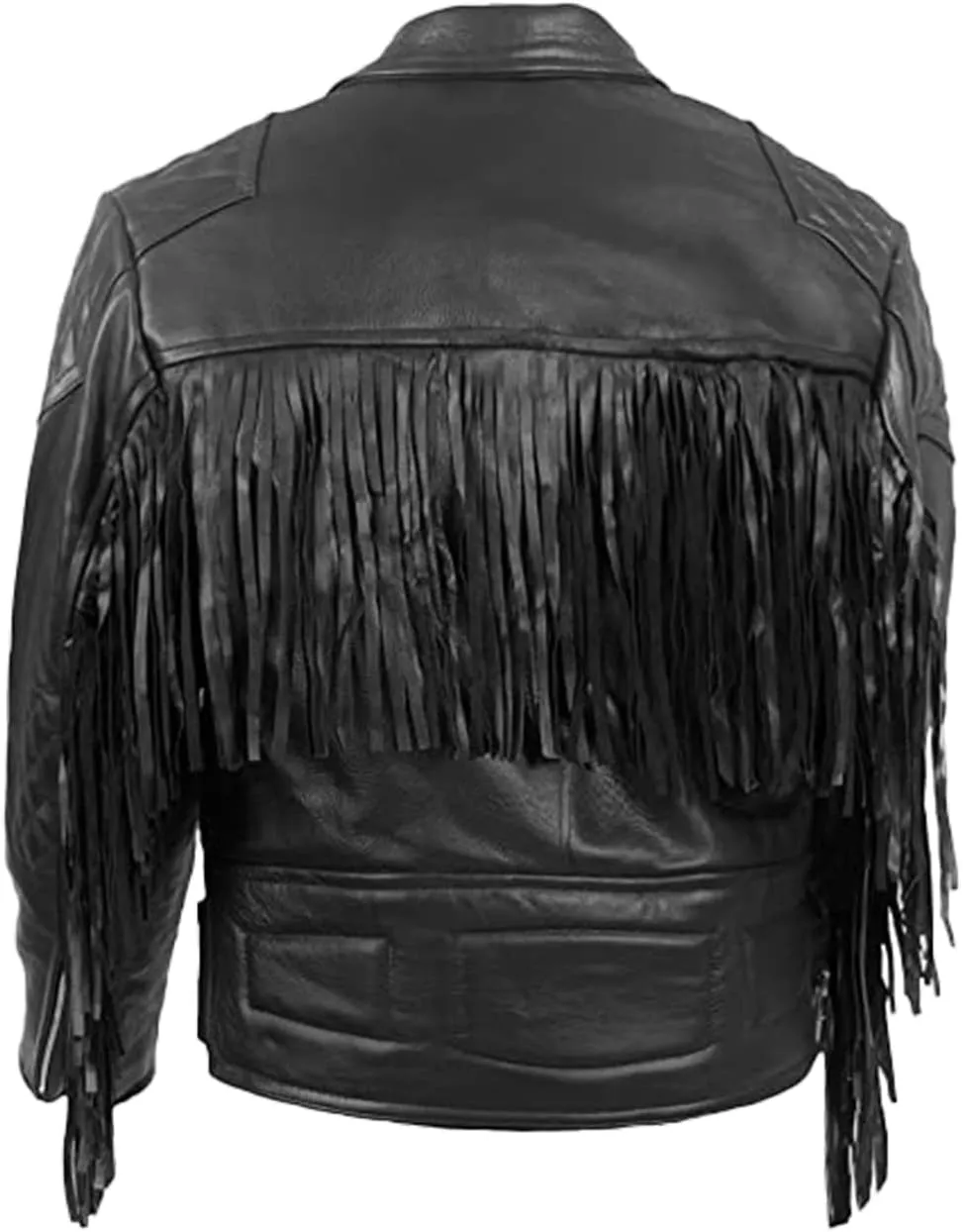Men Biker Fringe Style Black Motorcycle Jacket | Western Concert Fringed Genuine Leather Jacket
