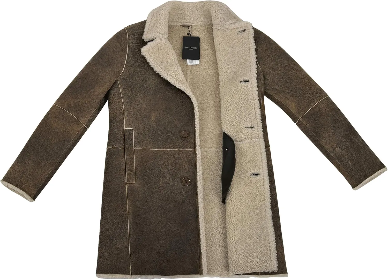 Men Sheepskin Coat Classic Real Leather Trench Reefer Bane Warm Coat 2K320