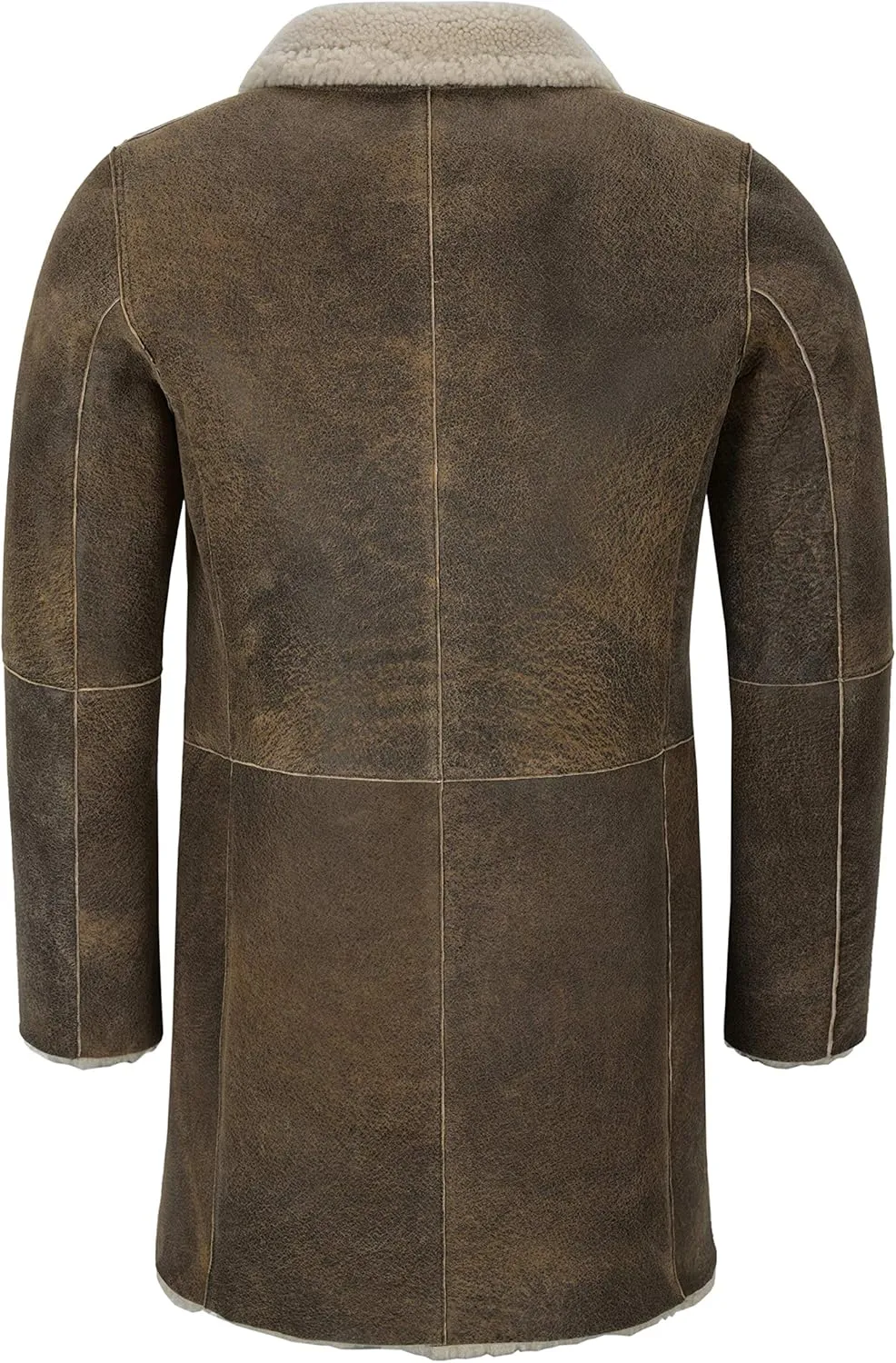 Men Sheepskin Coat Classic Real Leather Trench Reefer Bane Warm Coat 2K320