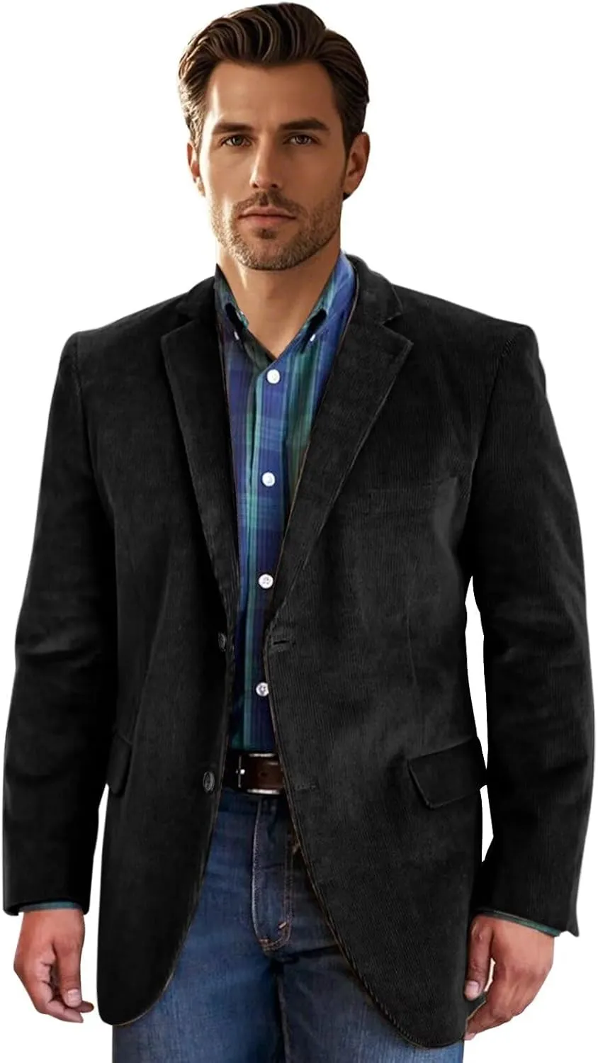 Men Suit Corduroy Blazer Formal Single Breasted British-Style Fashion Suit Coat for Men Wedding Clothing