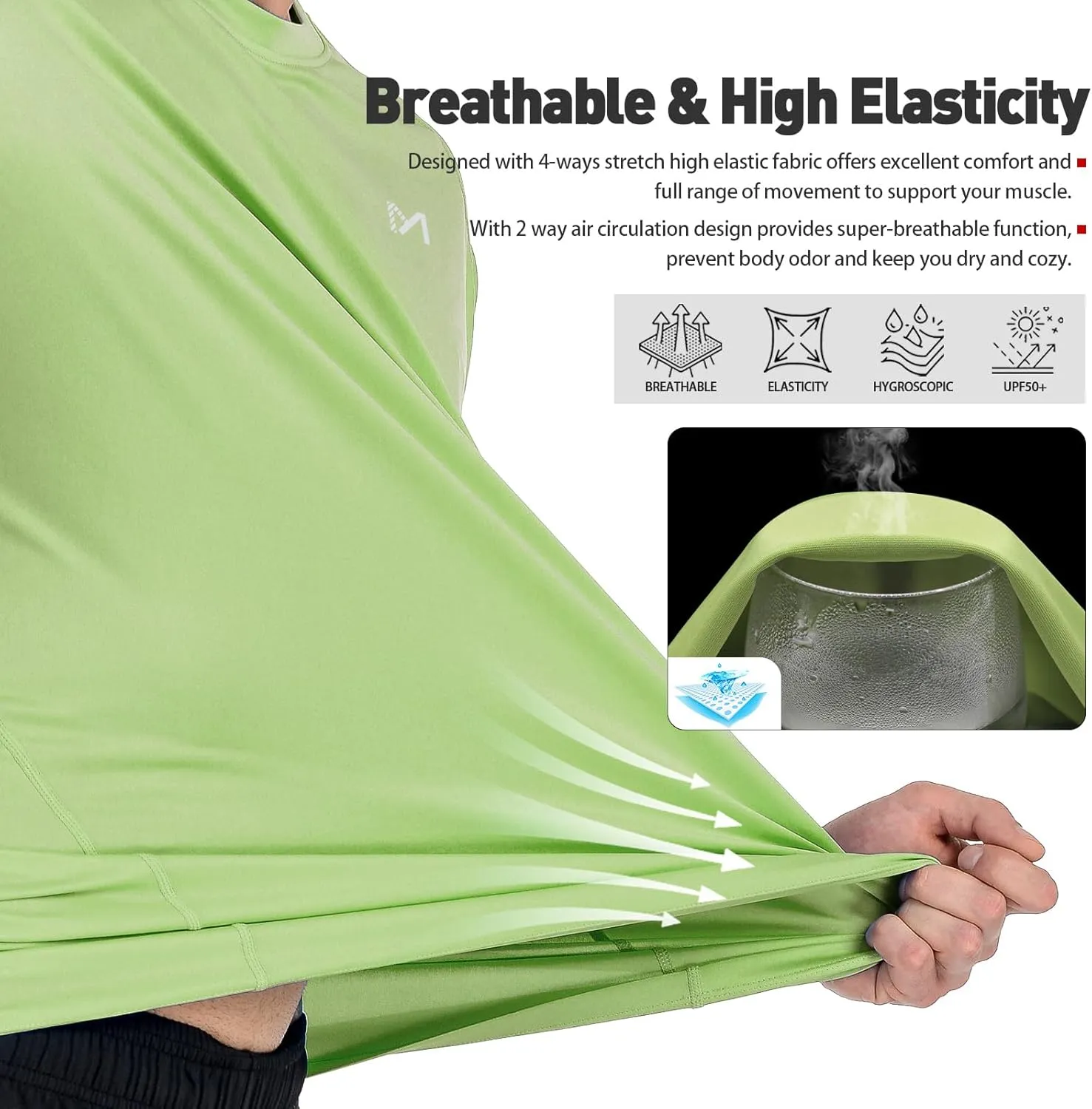 Men Swim Shirts,UPF 50  Sun Protection Shirts for Men Rash Guard Shirt with Workout Athletic Shirt