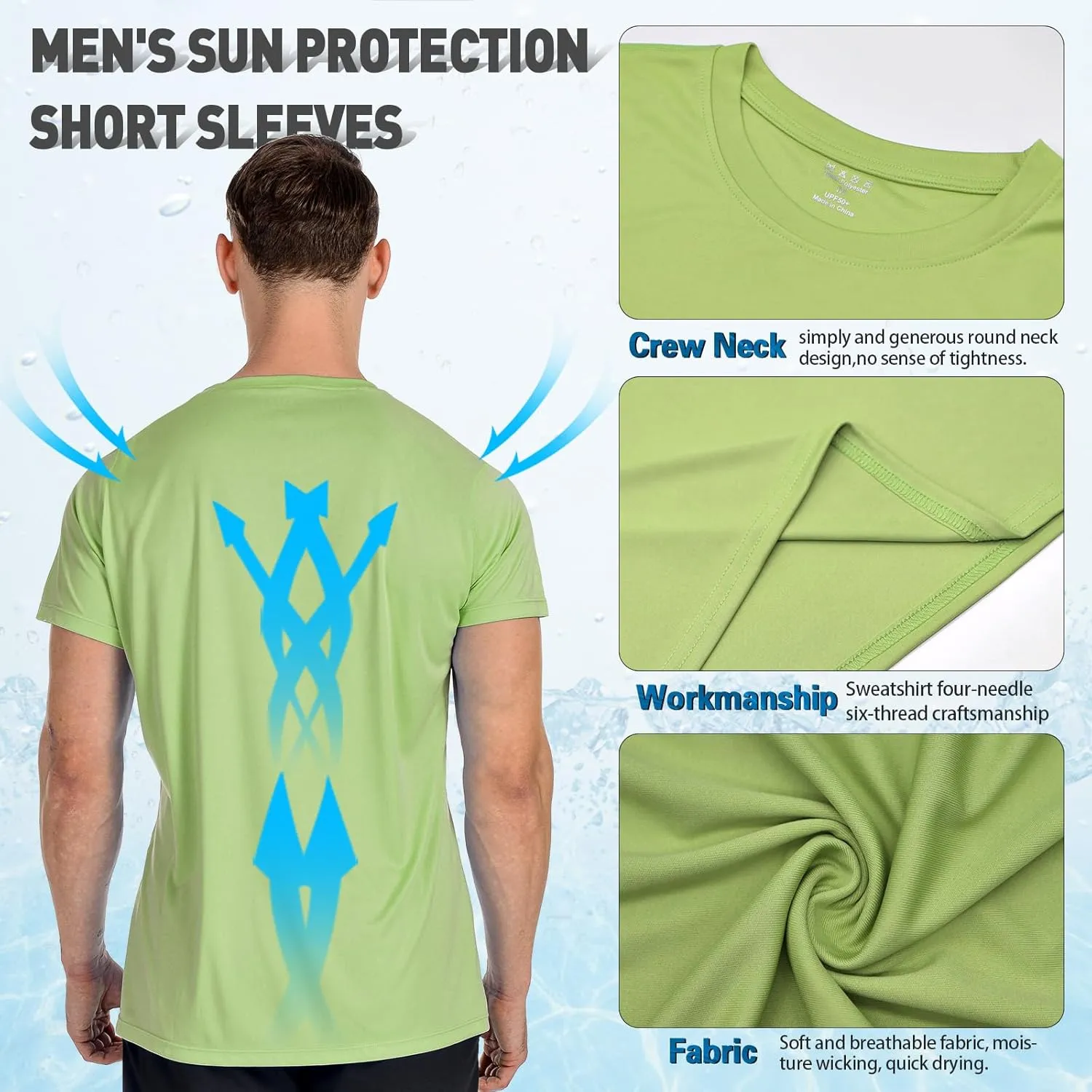 Men Swim Shirts,UPF 50  Sun Protection Shirts for Men Rash Guard Shirt with Workout Athletic Shirt