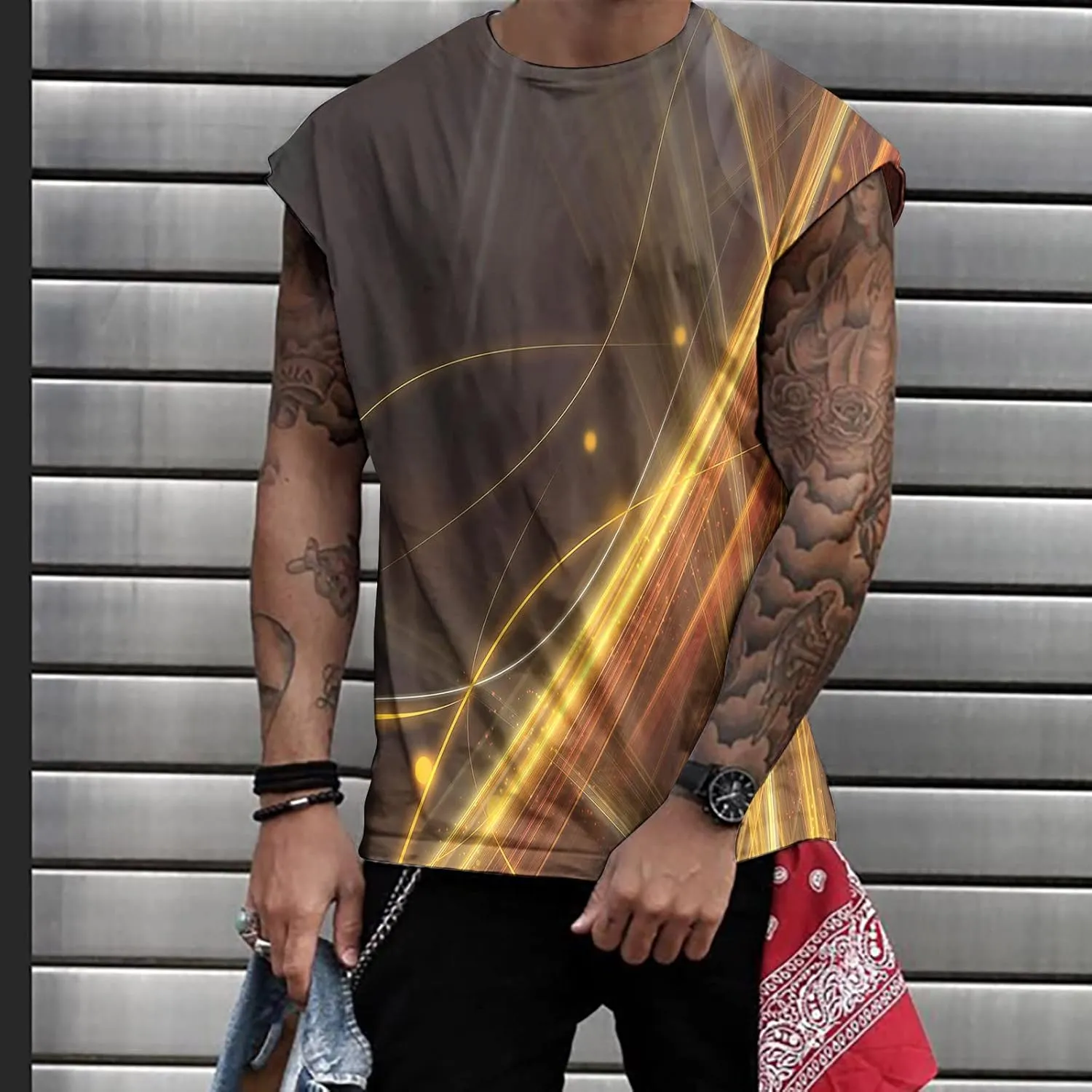 Mens 3D Tank Tops Novelty Graphic Breathable Quick Dry Sleeveless Beach Shirts Workout Bodybuilding T Shirt S-3XL