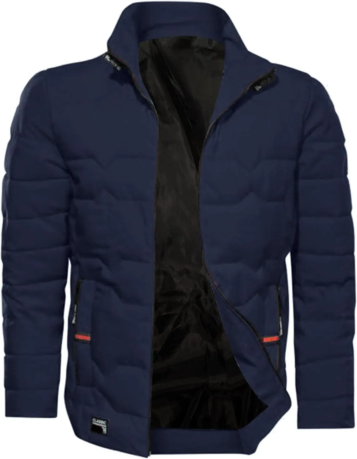 Mens Autumn And Winter Fashion Casual Collar Solid Color Padded Warm Cotton Coat Cotton Mens plus Size Winter
