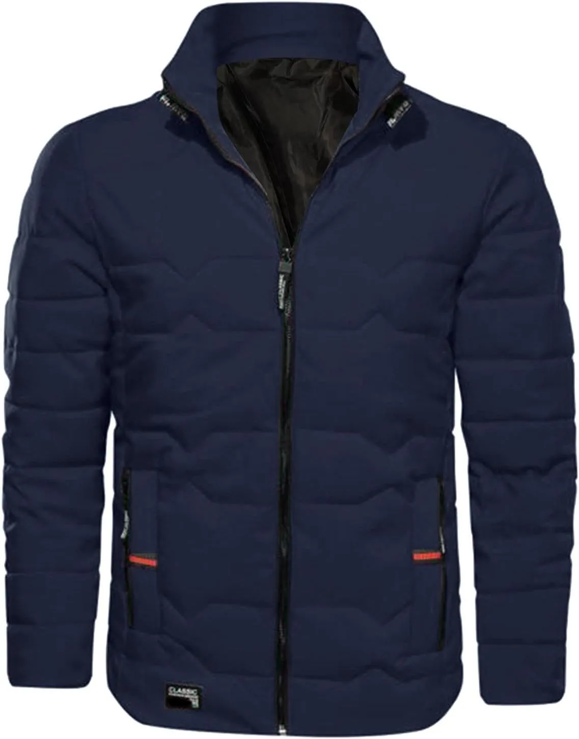 Mens Autumn And Winter Fashion Casual Collar Solid Color Padded Warm Cotton Coat Cotton Mens plus Size Winter