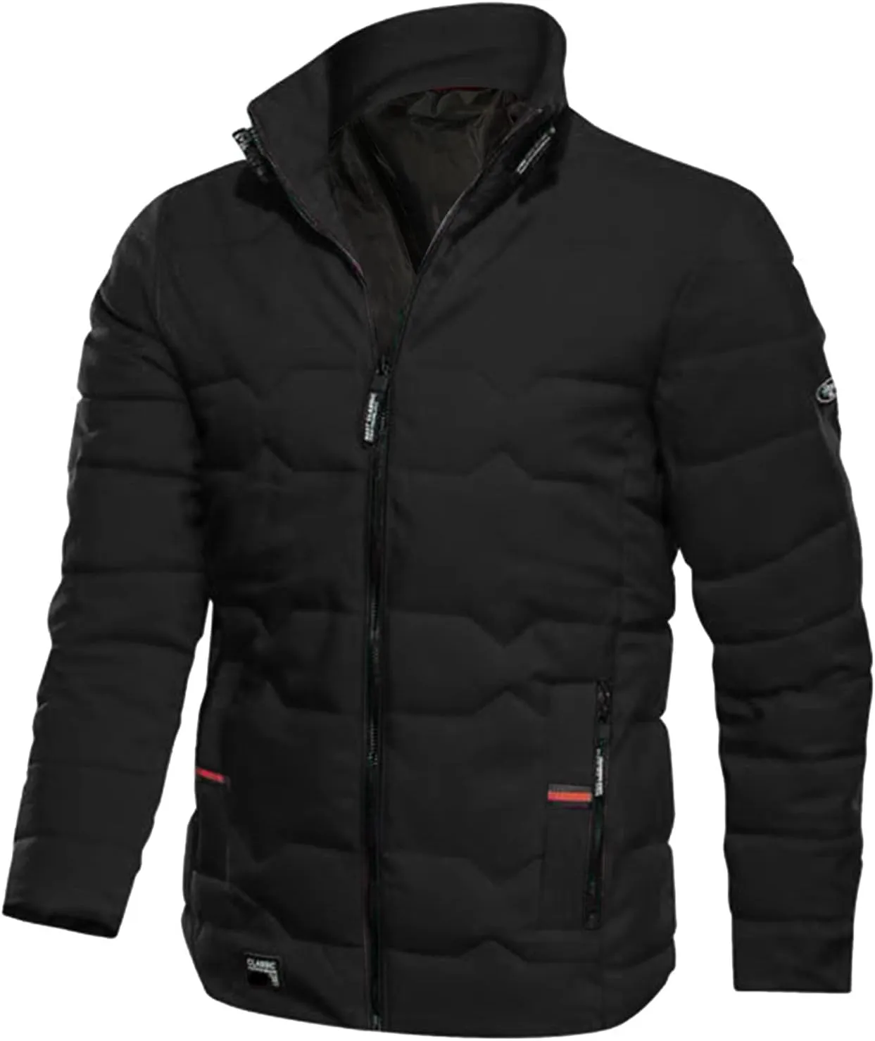 Mens Autumn And Winter Fashion Casual Collar Solid Color Padded Warm Cotton Coat Cotton Mens plus Size Winter