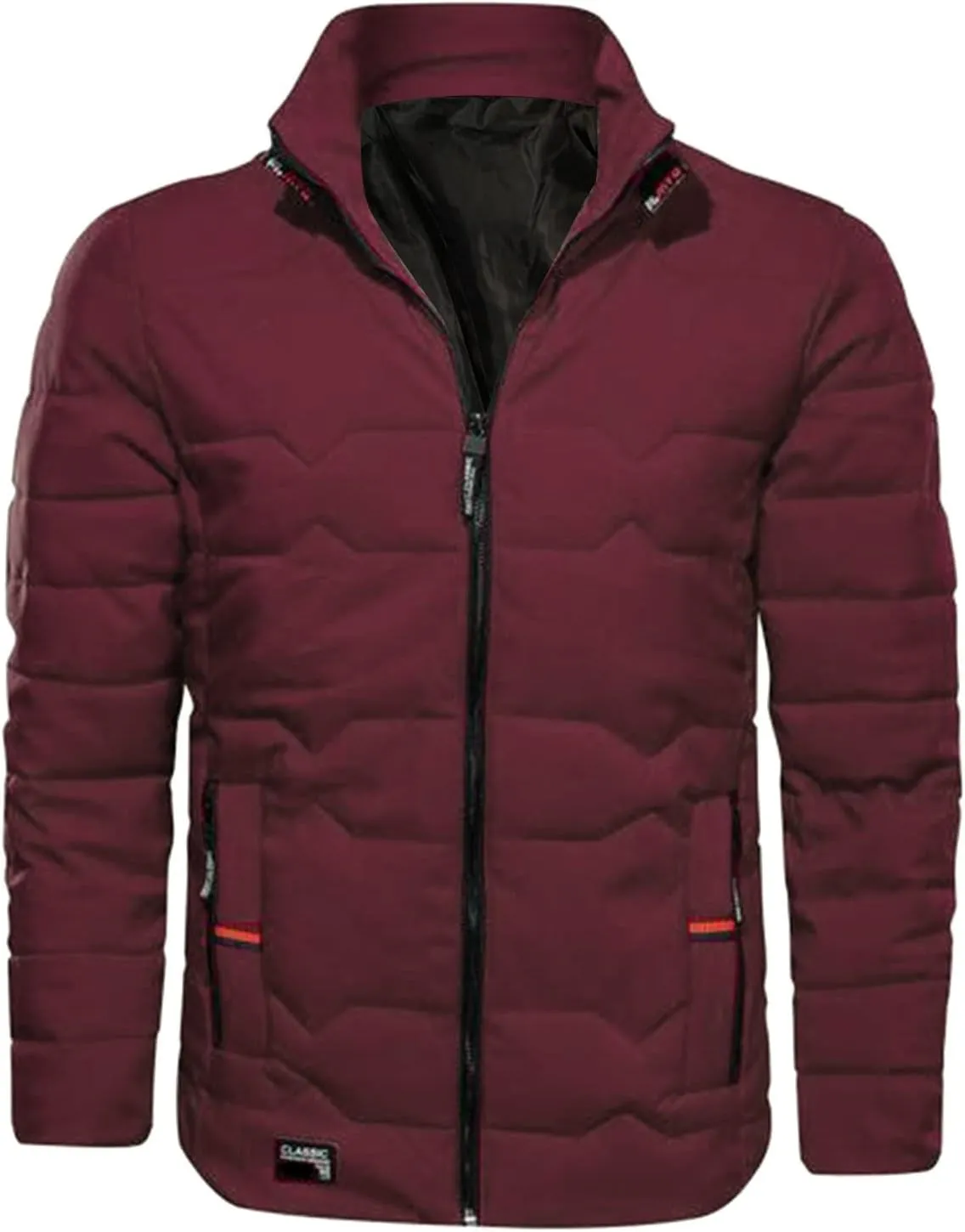 Mens Autumn And Winter Fashion Casual Collar Solid Color Padded Warm Cotton Coat Cotton Mens plus Size Winter