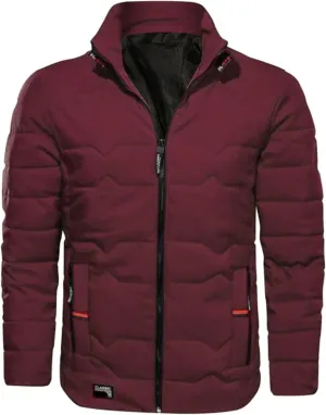 Mens Autumn And Winter Fashion Casual Collar Solid Color Padded Warm Cotton Coat Cotton Mens plus Size Winter