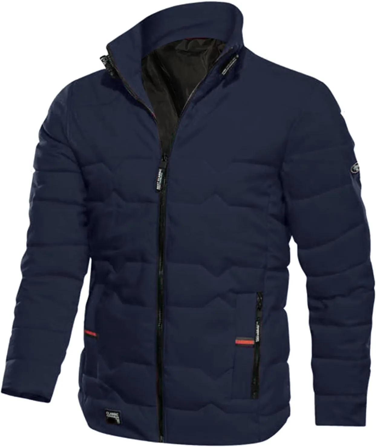 Mens Autumn And Winter Fashion Casual Collar Solid Color Padded Warm Cotton Coat Cotton Mens plus Size Winter