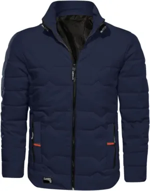 Mens Autumn And Winter Fashion Casual Collar Solid Color Padded Warm Cotton Coat Cotton Mens plus Size Winter