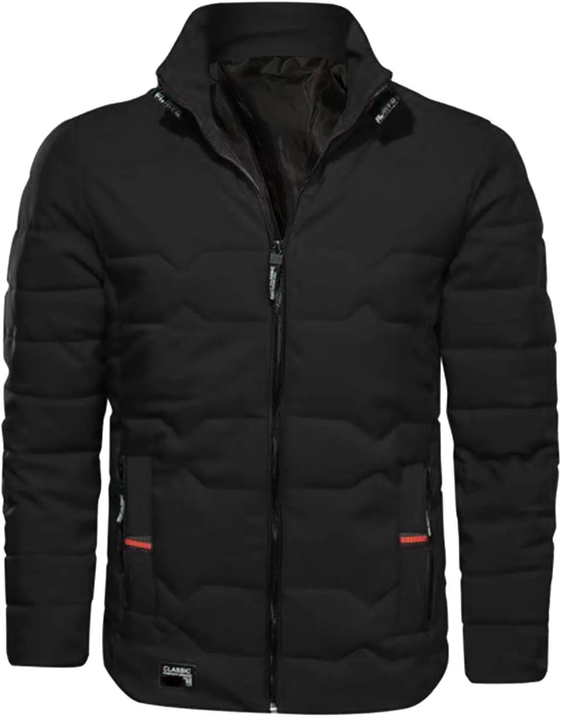 Mens Autumn And Winter Fashion Casual Collar Solid Color Padded Warm Cotton Coat Cotton Mens plus Size Winter