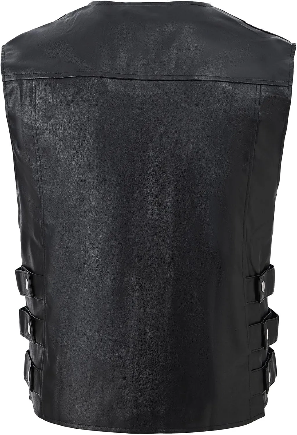 Men`s Biker Motorcycle Faux Leather Vest Sleeveless Jacket