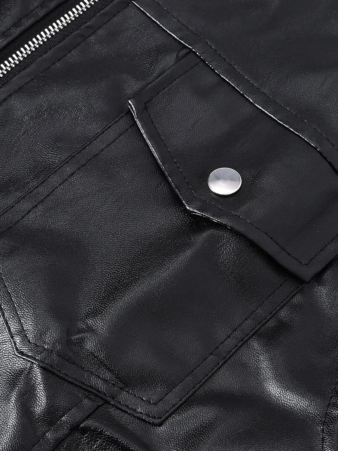 Men`s Biker Motorcycle Faux Leather Vest Sleeveless Jacket