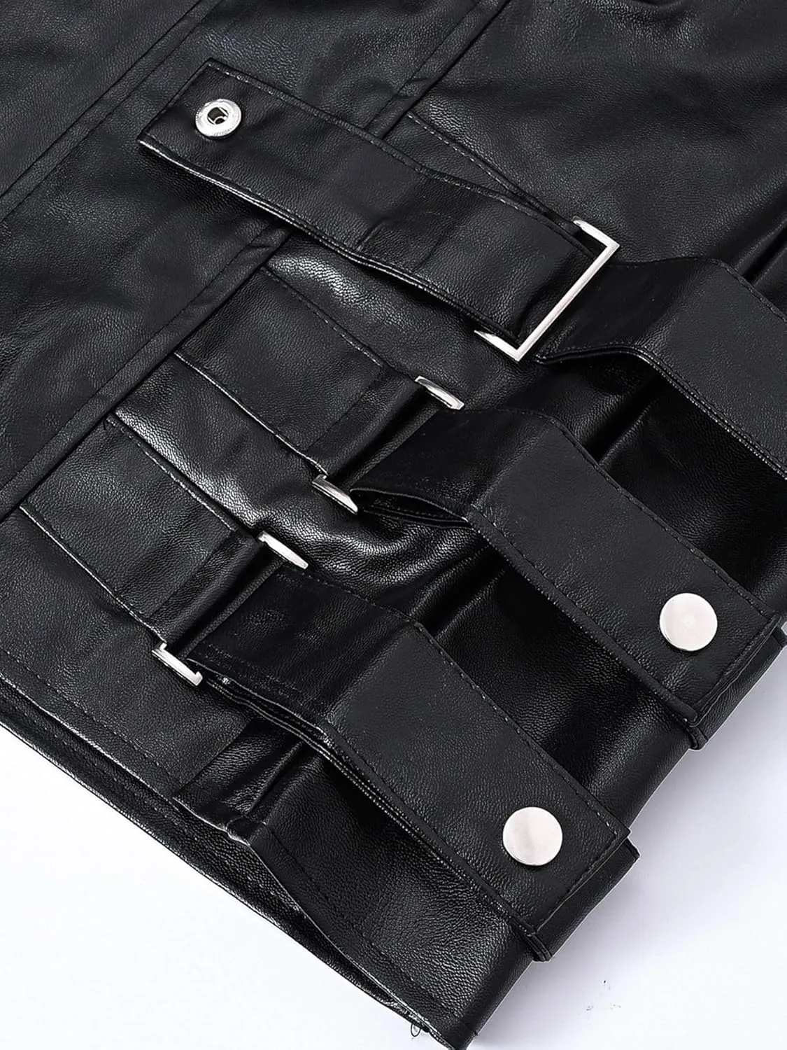 Men`s Biker Motorcycle Faux Leather Vest Sleeveless Jacket