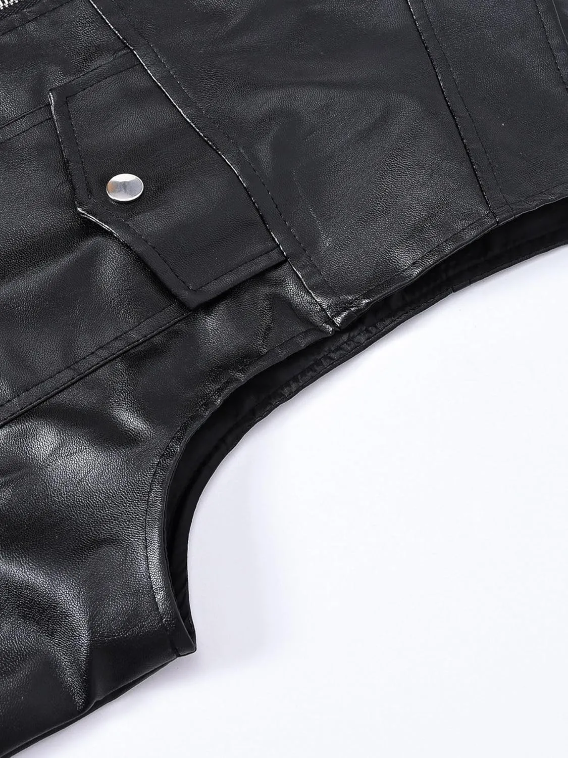 Men`s Biker Motorcycle Faux Leather Vest Sleeveless Jacket