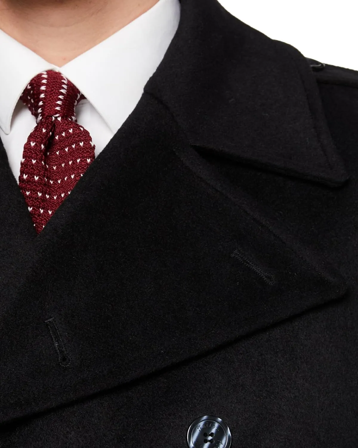 Mens Black Overcoat Wool & Cashmere Great Coat Long Double Breasted Heavy Warm Winter