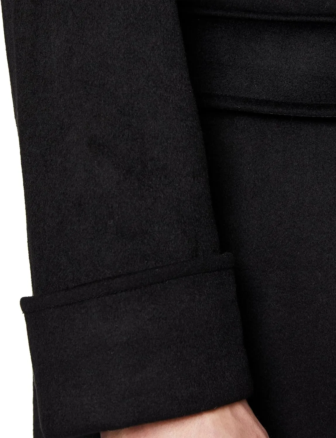 Mens Black Overcoat Wool & Cashmere Great Coat Long Double Breasted Heavy Warm Winter