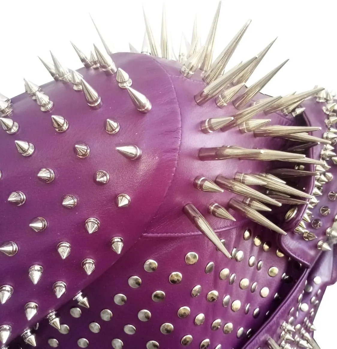 Men,s Brando Motorcycle Jacket - Studded Spikes Punk Rock Multicolor Cowhide Leather Biker Jackets