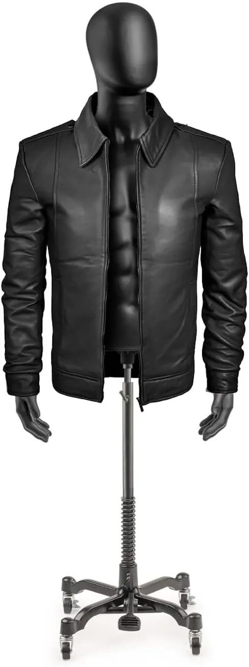 Men's Brown Real Lambskin Leather Jacket, Black