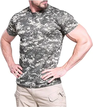 Mens Camo Fishing Shirts UPF 50  UV Protection Sun Shirt Lightweight Quick Dry Short Sleeve Rash Guard Swim T-Shirt