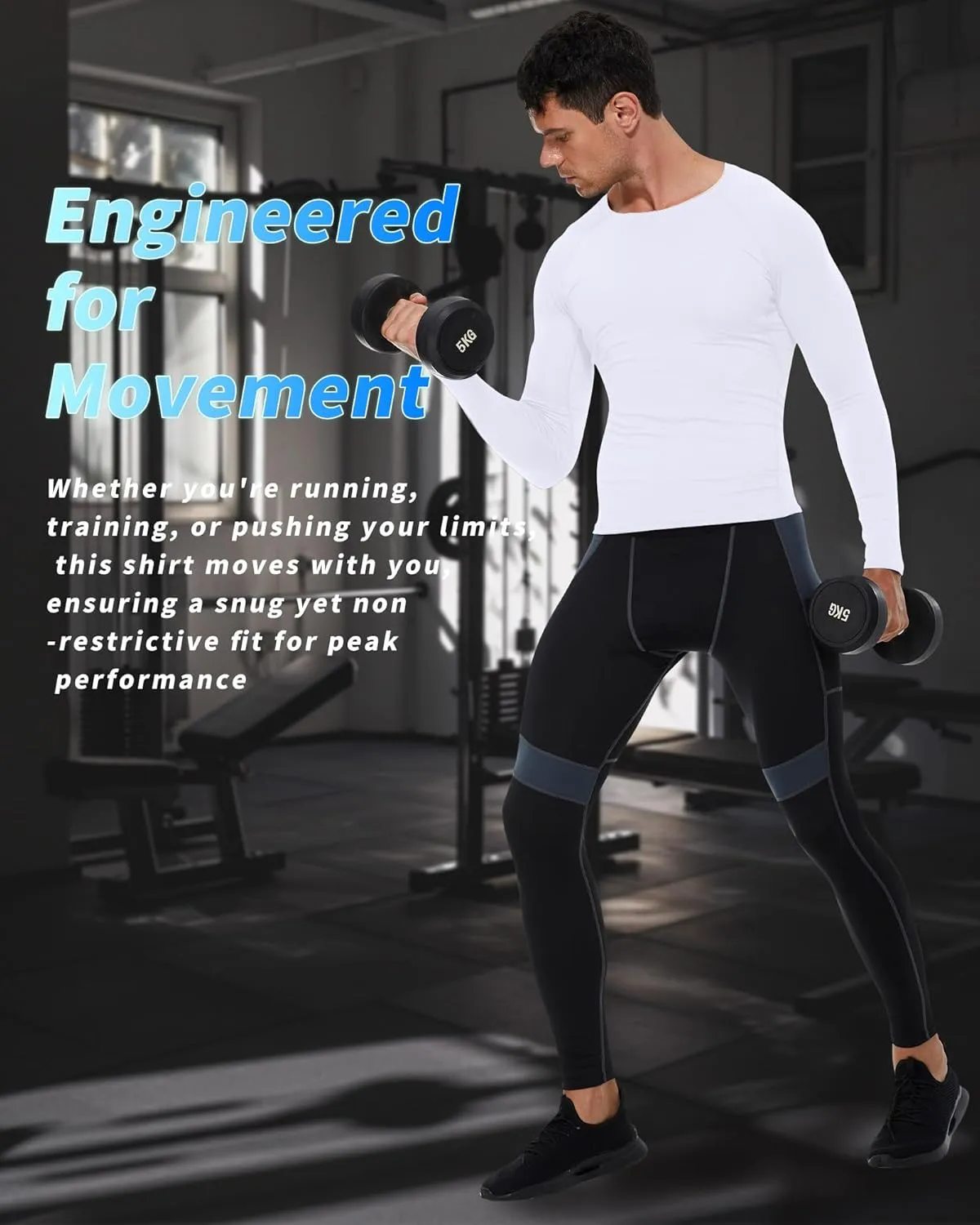 Men's Compression Shirt Long Sleeve Cool Dry Athletic Sports Baselayer Undershirts Running Workout Gym Top T-Shirt