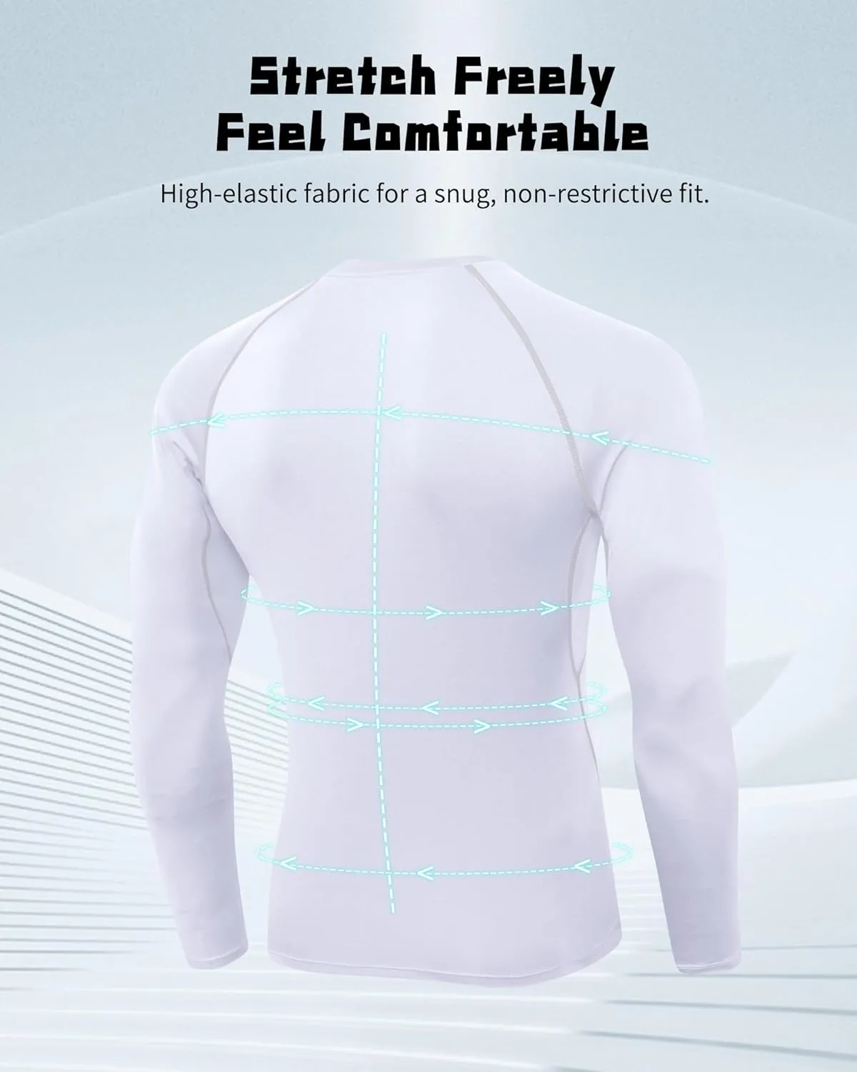 Men's Compression Shirt Long Sleeve Cool Dry Athletic Sports Baselayer Undershirts Running Workout Gym Top T-Shirt