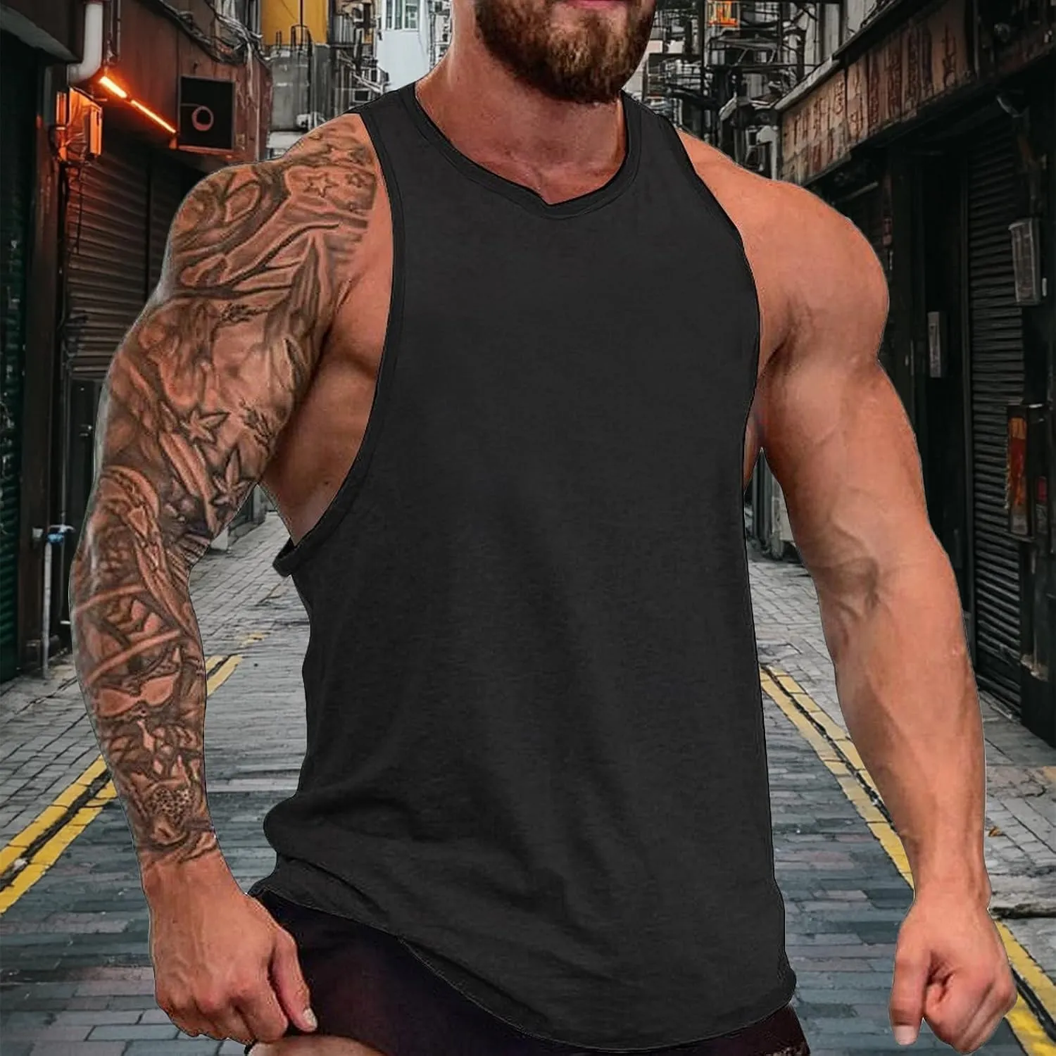 Mens Cotton Tank Tops Breathable Summer Quick Dry Cool Fitness Muscle Basic Sleeveless Shirt